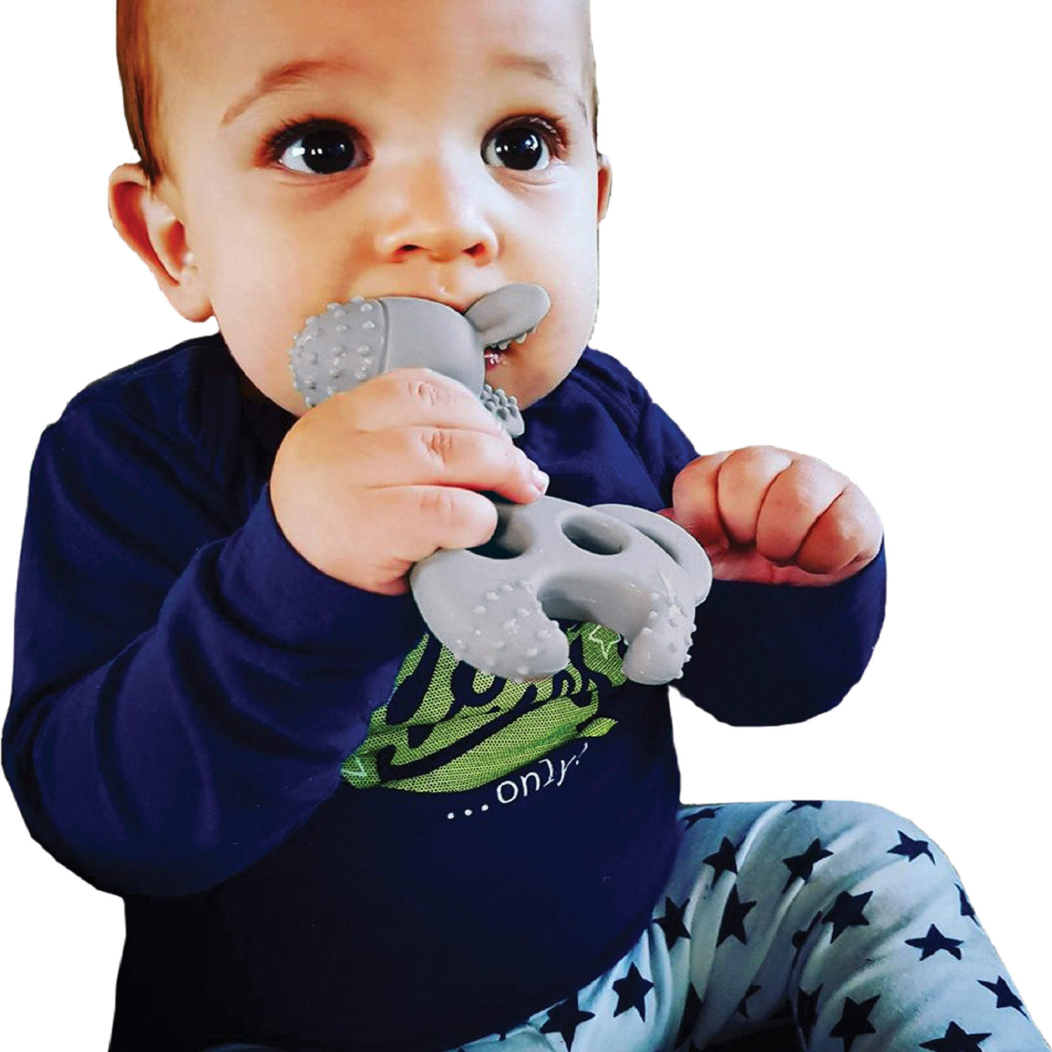 Teether Giraffe Blue Grey