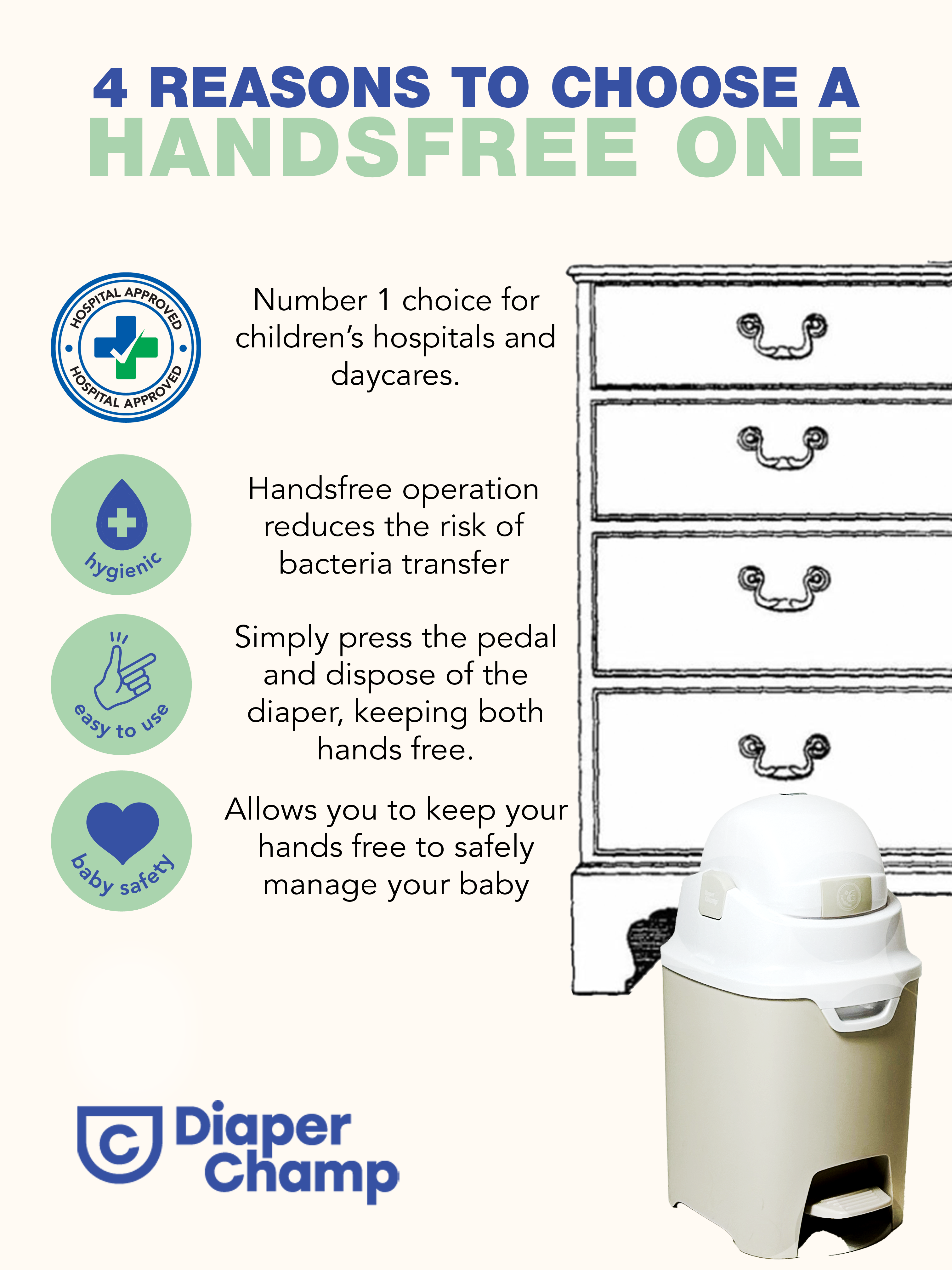 DiaperChamp ONE Handsfree - Clay Sand