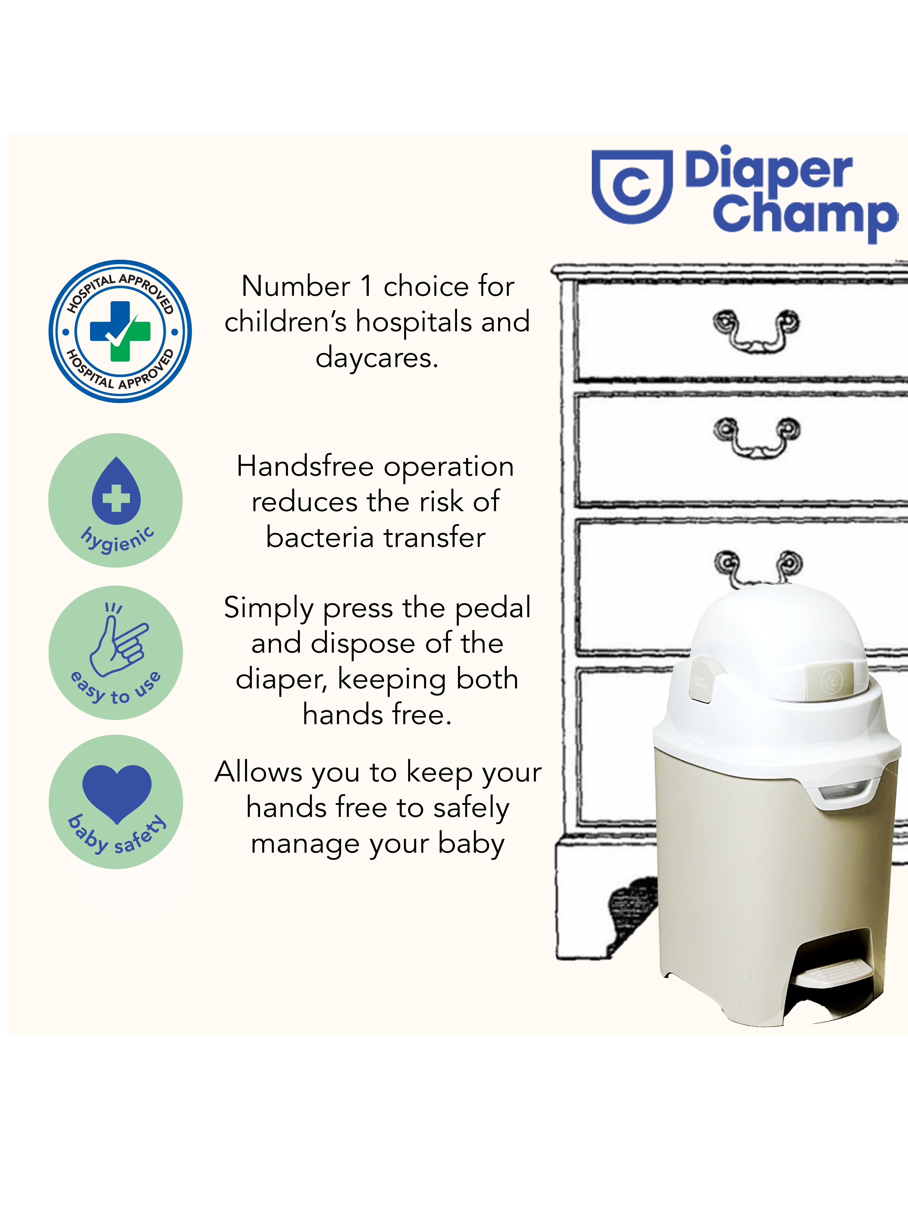 DiaperChamp ONE Handsfree - Clay Sand