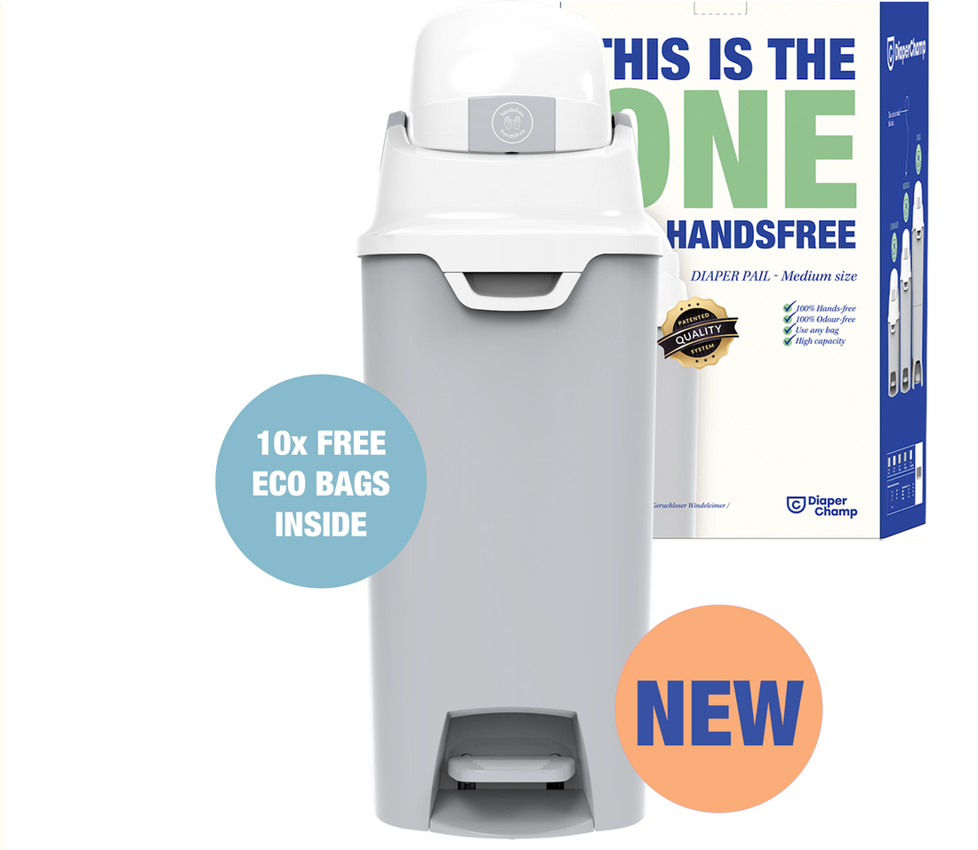 DiaperChamp ONE Handsfree Medium - Silver (incl. 10 ECO BAGS for free)