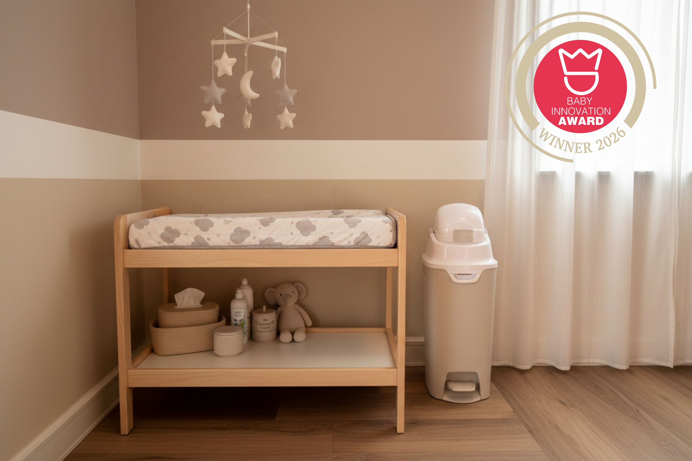 DiaperChamp ONE Handsfree Medium - Clay Sand  (incl. 10 ECO BAGS for free)